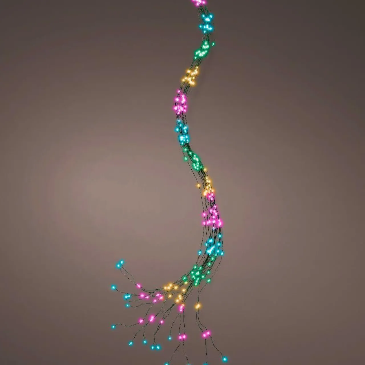 Guirlande Lumineuse|KAEMINGK Guirlande rideau pour sapin H2,10m 672 Micro LED câble vert Multicolore pastel Multicolore Pastel Câble Vert