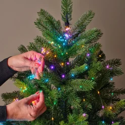 Guirlande Lumineuse|KAEMINGK Guirlande rideau pour sapin H2,10m 672 Micro LED câble vert Multicolore pastel Multicolore Pastel Câble Vert