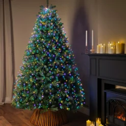 Guirlande Lumineuse|KAEMINGK Guirlande rideau pour sapin H2,40m 832 Micro LED câble vert Multicolore pastel Multicolore Pastel Câble Vert