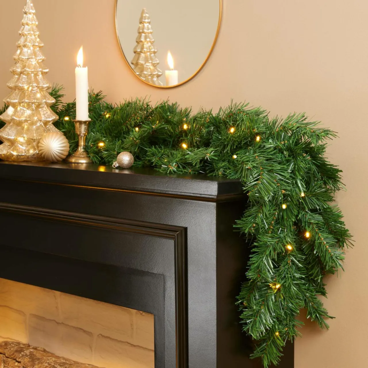 Sapin Grande Taille|Guirlande En Sapin Artificiel|EMINZA Guirlande sapin lumineuse (300 cm - D25) Royal Vert et blanc chaud Sapin vert lumineux