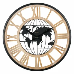 Horloge|OSTARIA Horloge murale en bois (D40 cm) Monde Noir