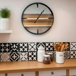 Horloge|EMINZA Horloge murale en bois et métal (D57 cm) Nya Noir