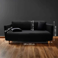 Housse De Canapé, Chaise|douceur d'intu017drieur Housse de canapé extensible (225 x 245 cm) Mila Noir
