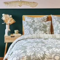 Housse De Couette|EMINZA Housse de couette coton (260 x 240 cm) Lara Vert