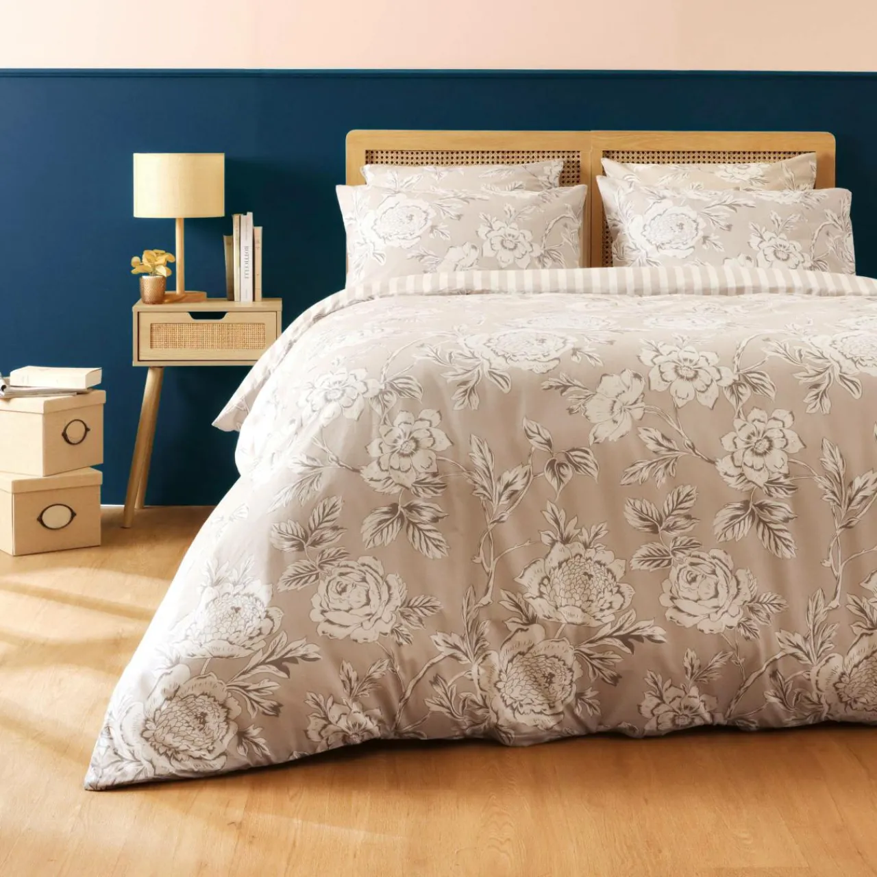 Housse De Couette|EMINZA Housse de couette coton (260 x 240 cm) Lara Beige