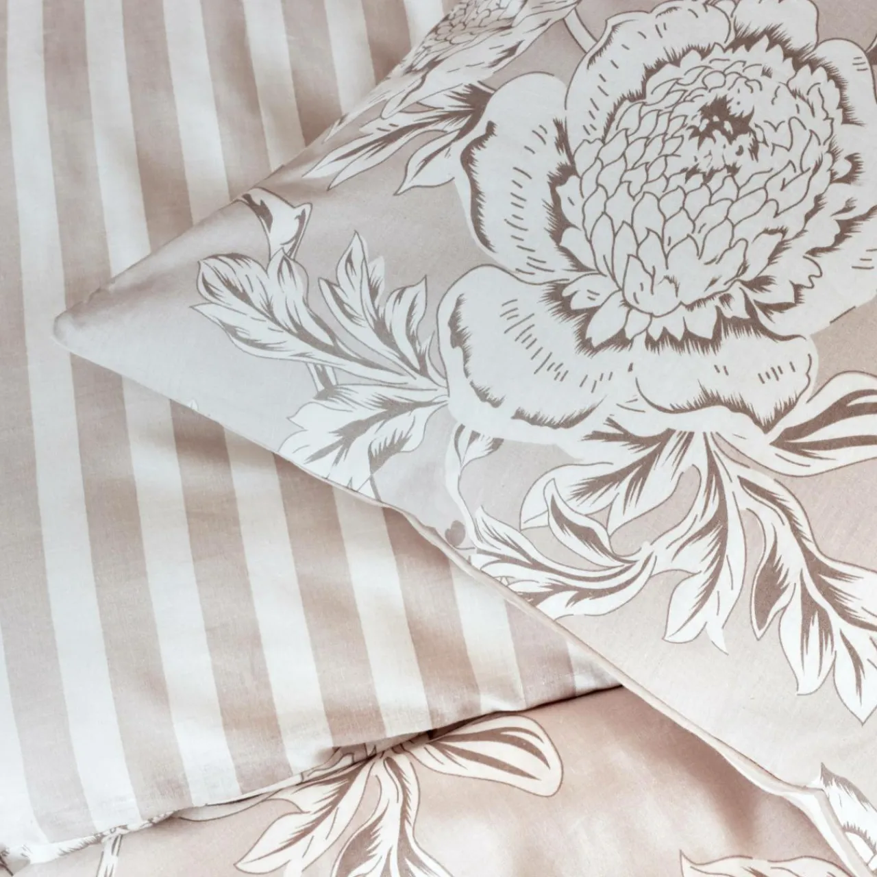 Housse De Couette|EMINZA Housse de couette coton (260 x 240 cm) Lara Beige