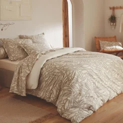 Housse De Couette|TRADILINGE Housse de couette coton lavé (260 x 240 cm) Séréna Beige