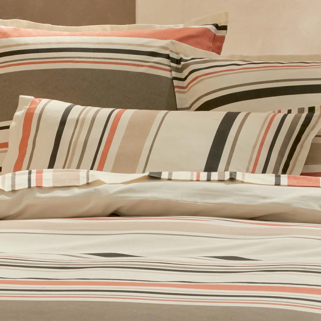 Housse De Couette|TRADI LINGE Housse de couette coton lavé (140 x 200 cm) Hugo Corail Orange