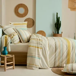 Housse De Couette|TRADI LINGE Housse de couette coton lavé (300 x 240 cm) Hugo Jaune moutarde