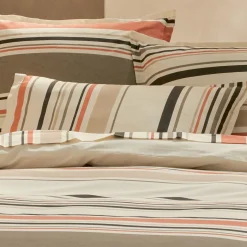 Housse De Couette|TRADI LINGE Housse de couette coton lavé (260 x 240 cm) Hugo Corail Orange