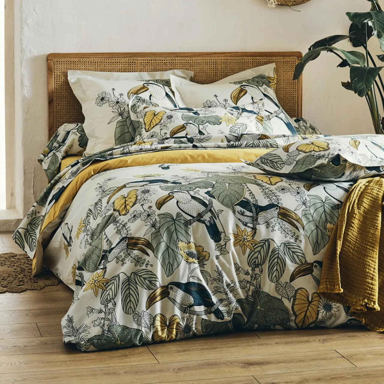 Housse De Couette|TRADILINGE Housse de couette coton lavé (260 x 240 cm) Toco e Vert