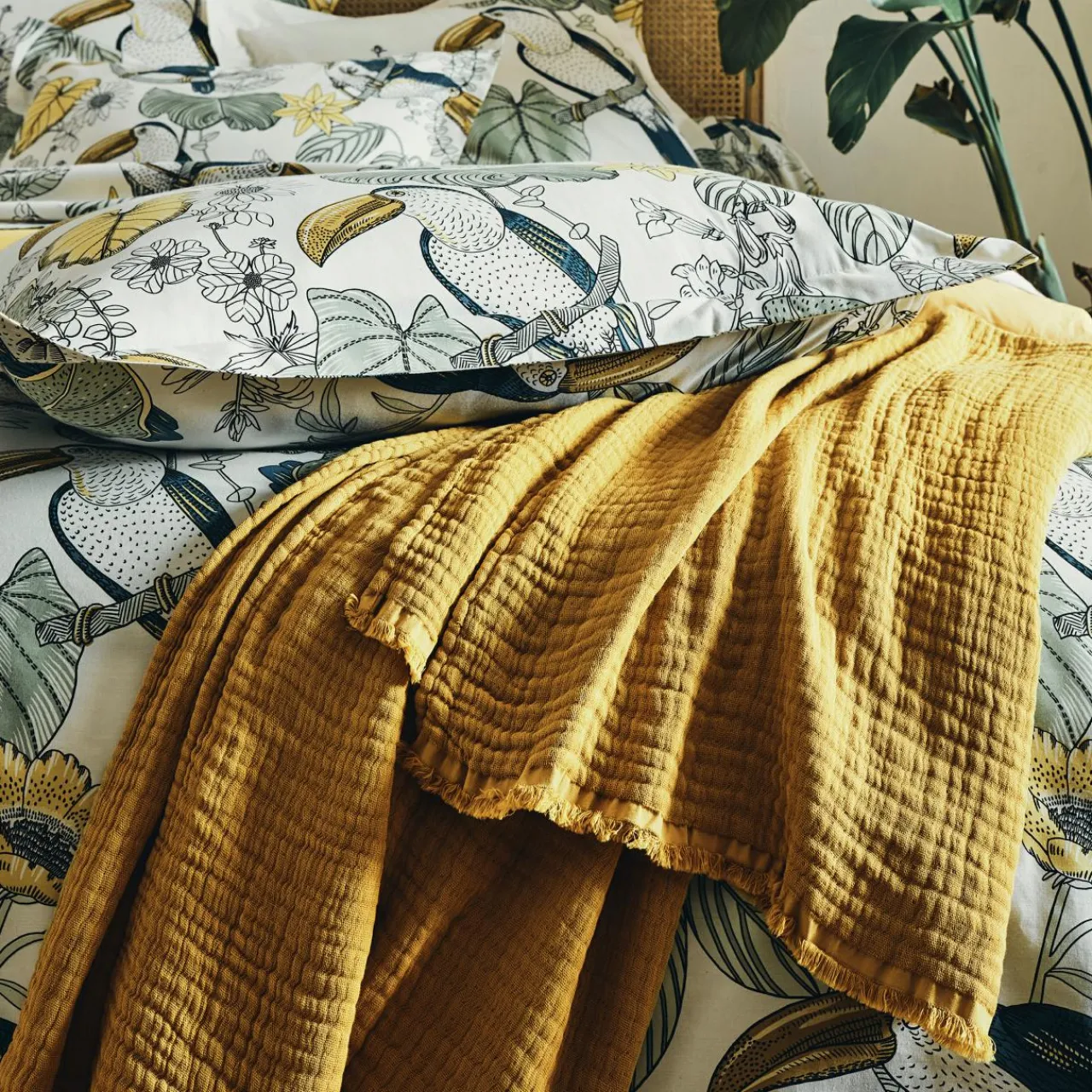 Housse De Couette|TRADILINGE Housse de couette coton lavé (260 x 240 cm) Toco e Vert