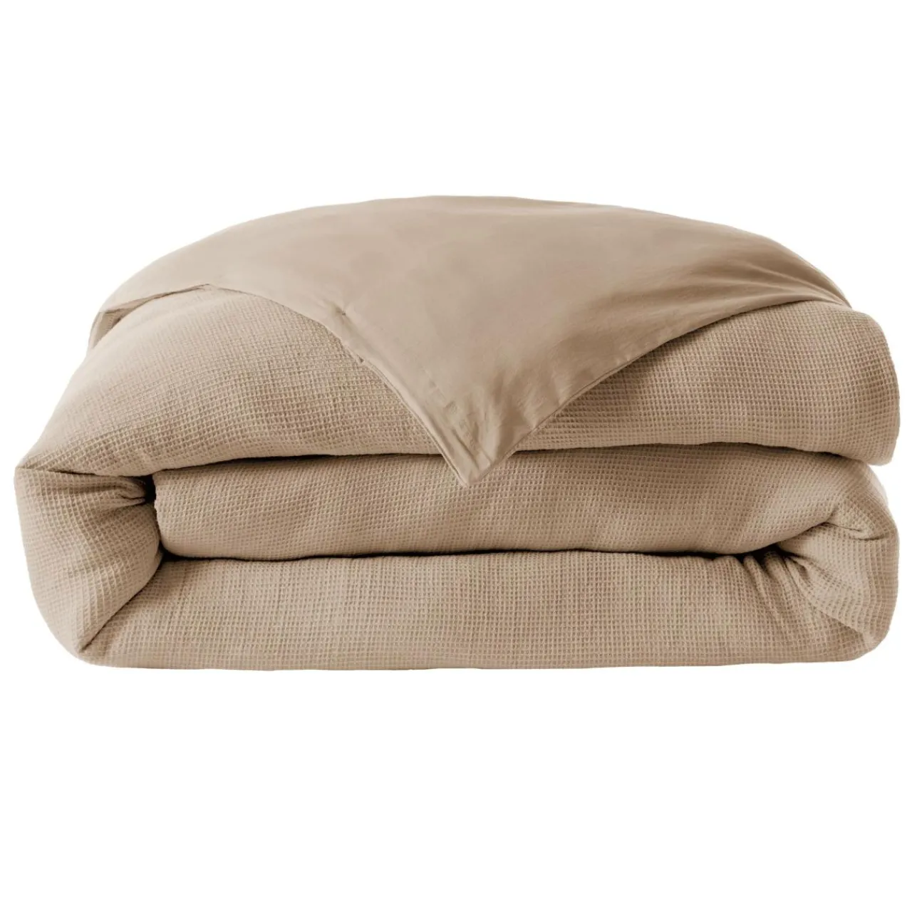 Housse De Couette|EMINZA Housse de couette coton nid d'abeille (280 x 240 cm) Eva Ficelle