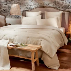 Housse De Couette|EMINZA Housse de couette coton nid d'abeille (240 x 220 cm) Eva Beige