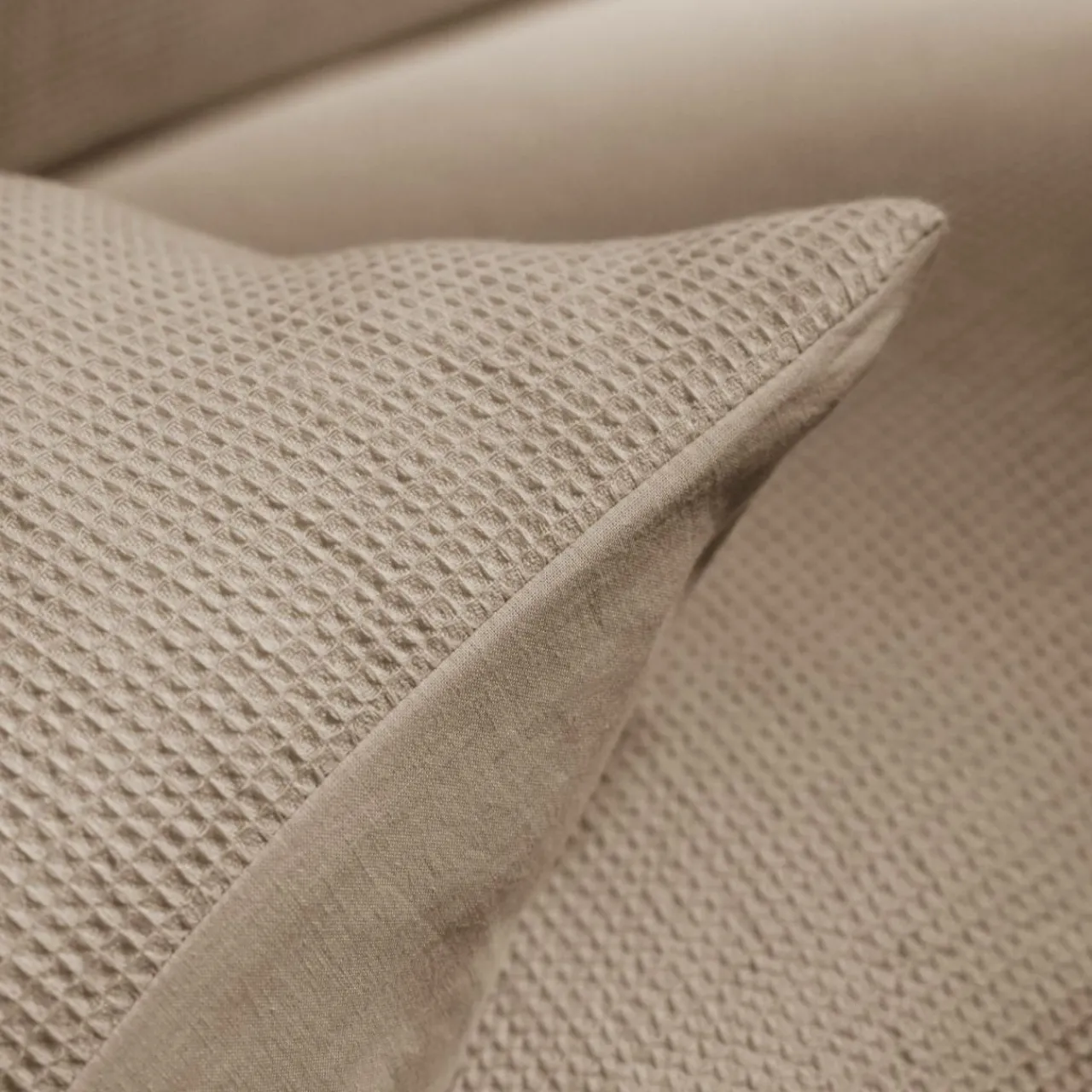 Housse De Couette|EMINZA Housse de couette coton nid d'abeille (260 x 240 cm) Eva Ficelle