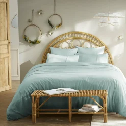 Housse De Couette|L'EFFET PAPILLON Housse de couette dentelle coton (260 x 240 cm) Jeanne Bleu clair