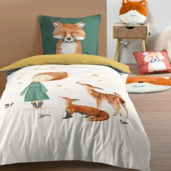 Linge De Lit Enfant|Linge De Lit Enfant|STOF Housse de couette enfant et une taie d'oreiller en coton (140 x 200 cm) Ferdinand Multicolore