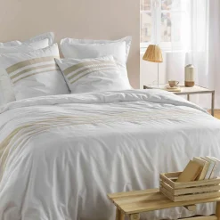 Parure De Lit|Housse De Couette|DOUCEUR D'INTERIEUR Housse de couette et deux taies coton (240 x 220 cm) Margaux he Blanc