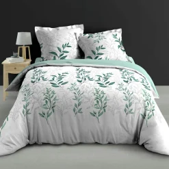 Parure De Lit|Housse De Couette|douceur d'intu017drieur Housse de couette et deux taies d'oreiller percale de coton (260 x 240 cm) Wendy e Vert