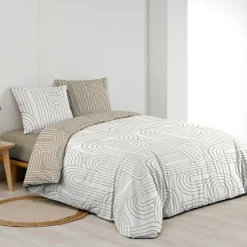 Parure De Lit|Housse De Couette|douceur d'intu017drieur Housse de couette et deux taies d'oreiller en coton (240 x 220 cm) Modul Beige