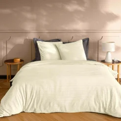 Parure De Lit|Housse De Couette|douceur d'intu017drieur Housse de couette et deux taies d'oreiller flanelle (240 x 220 cm) Veloutea Beige Ecru