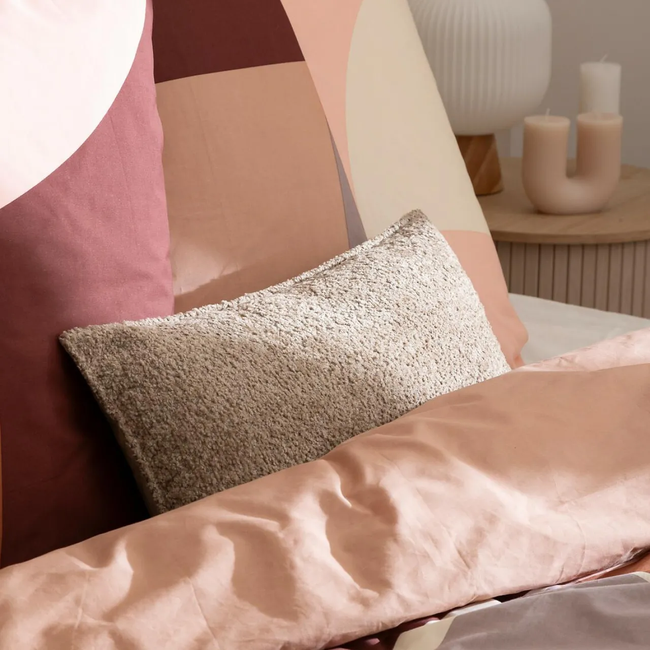 Parure De Lit|Housse De Couette|Atmosphera, cru017dateur d'intu017drieur Housse de couette et deux taies percale de coton (260 x 240 cm) Tatia Terracotta