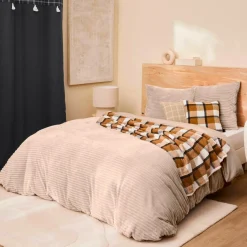 Parure De Lit|Housse De Couette|douceur d'intu017drieur Housse de couette et deux taies d'oreiller flanelle (240 x 220 cm) Veloutea sable Beige