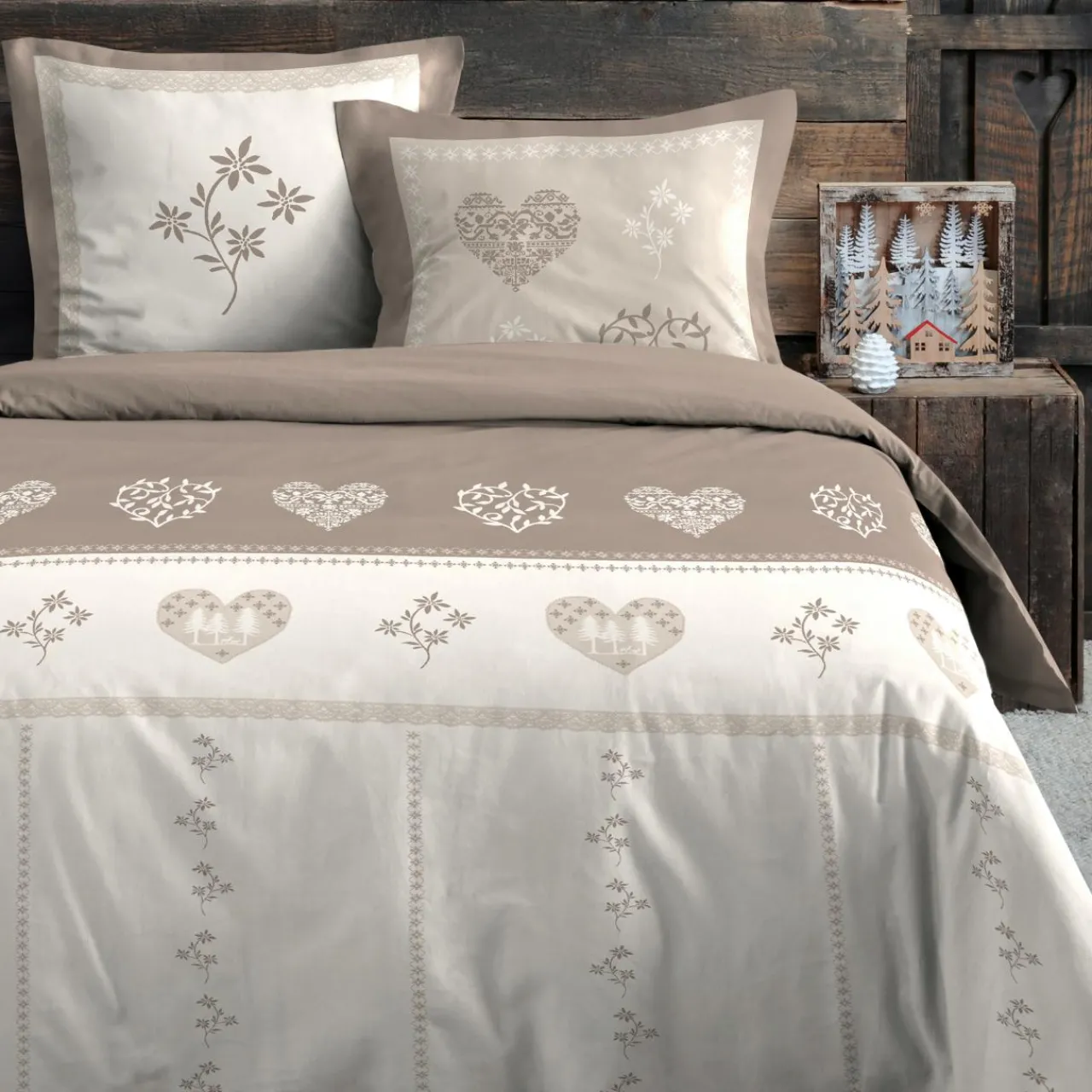 Parure De Lit|STOF Housse de couette et deux taies d'oreiller en coton (240 x 220 cm) Modane Ecru