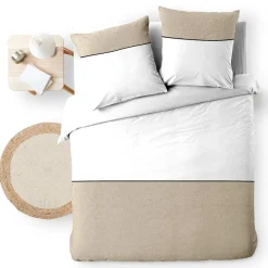 Parure De Lit|Housse De Couette|douceur d'intu017drieur Housse de couette et deux taies d'oreiller coton (240 x 220 cm) Gabrielle Beige