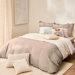 Parure De Lit|Housse De Couette|douceur d'intu017drieur Housse de couette et deux taies d'oreiller coton (240 x 220 cm) Gabrielle Beige