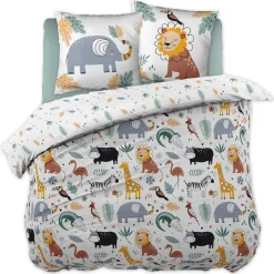 Linge De Lit Enfant|Linge De Lit Enfant|L'effet papillon Housse de couette et deux taies enfant coton (240 x 220 cm) Savane Multicolore