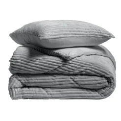 Parure De Lit|Housse De Couette|douceur d'intu017drieur Housse de couette et deux taies d'oreiller flanelle (240 x 220 cm) Veloutea Gris Anthracite