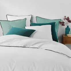 Parure De Lit|Housse De Couette|DOUCEUR D'INTERIEUR Housse de couette et deux taies coton lavé (240 x 220 cm) Linette he Blanc