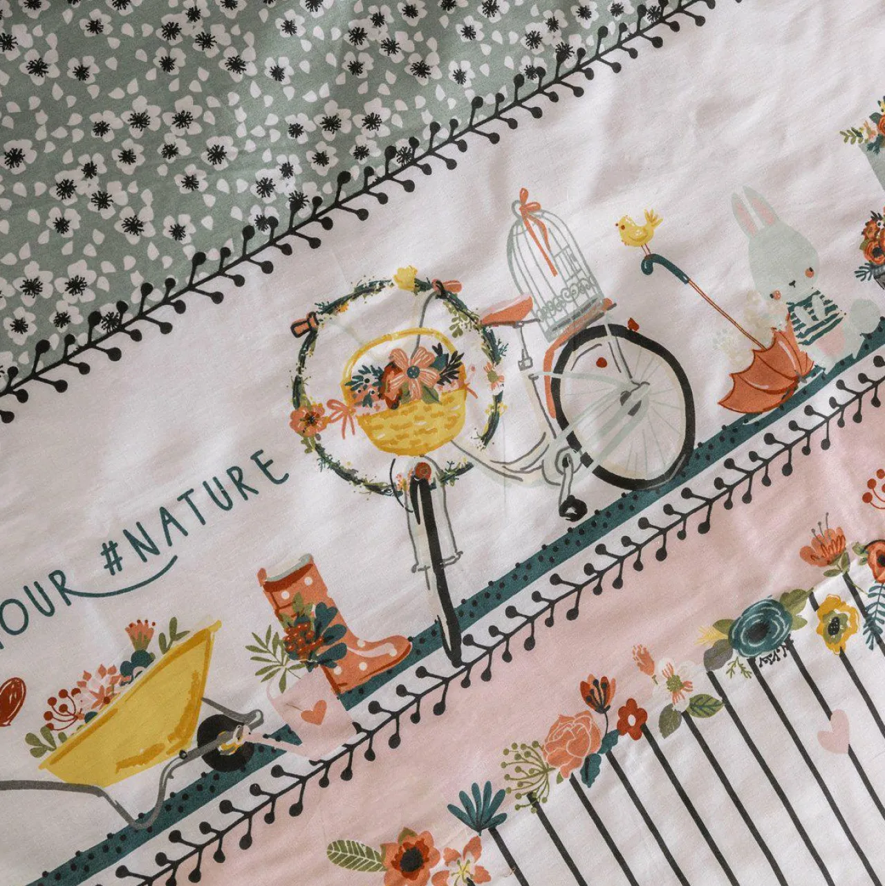 Linge De Lit Enfant|Linge De Lit Enfant|L'EFFET PAPILLON Housse de couette et deux taies enfant coton (240 x 220 cm) Jardinage Multicolore