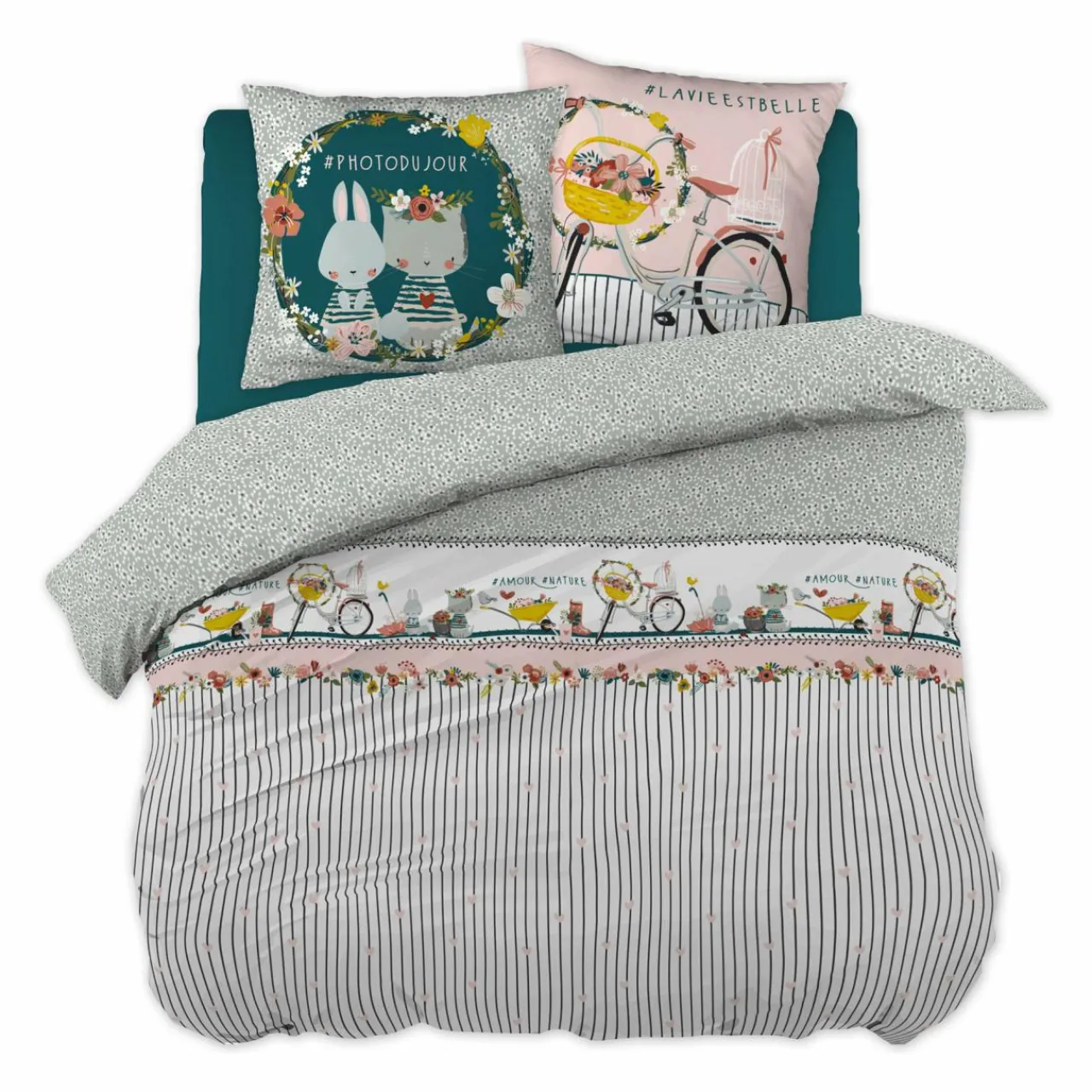 Linge De Lit Enfant|Linge De Lit Enfant|L'EFFET PAPILLON Housse de couette et deux taies enfant coton (240 x 220 cm) Jardinage Multicolore