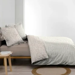 Parure De Lit|Housse De Couette|douceur d'intu017drieur Housse de couette et deux taies d'oreiller percale de coton (260 x 240 cm) Eliot Beige