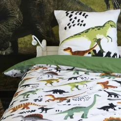 Linge De Lit Enfant|Linge De Lit Enfant|L'EFFET PAPILLON Housse de couette et deux taies enfant coton (240 x 220 cm) Cretace e Vert