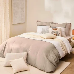 Parure De Lit|Housse De Couette|douceur d'intu017drieur Housse de couette et deux taies d'oreiller coton (260 x 240 cm) Gabrielle Beige