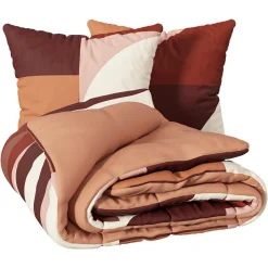 Parure De Lit|Housse De Couette|Atmosphera, cru017dateur d'intu017drieur Housse de couette et deux taies percale de coton (240 x 220 cm) Tatia Terracotta