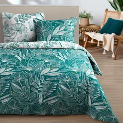 Parure De Lit|STOF Housse de couette et deux taies d'oreiller en coton (240 x 220 cm) Douala Bleu pétrole