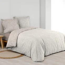 Parure De Lit|Housse De Couette|douceur d'intu017drieur Housse de couette et deux taies d'oreiller percale de coton (240 x 220 cm) Eliot Beige