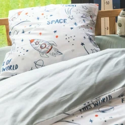 Linge De Lit Enfant|Linge De Lit Enfant|l'Effet Papillon Housse de couette et deux taies enfant coton (240 x 220 cm) Galaxie he Blanc