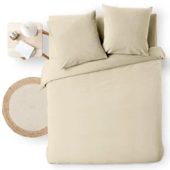 Parure De Lit|Housse De Couette|douceur d'intu017drieur Housse de couette et deux taies d'oreiller coton (260 x 240 cm) Meline sable Beige