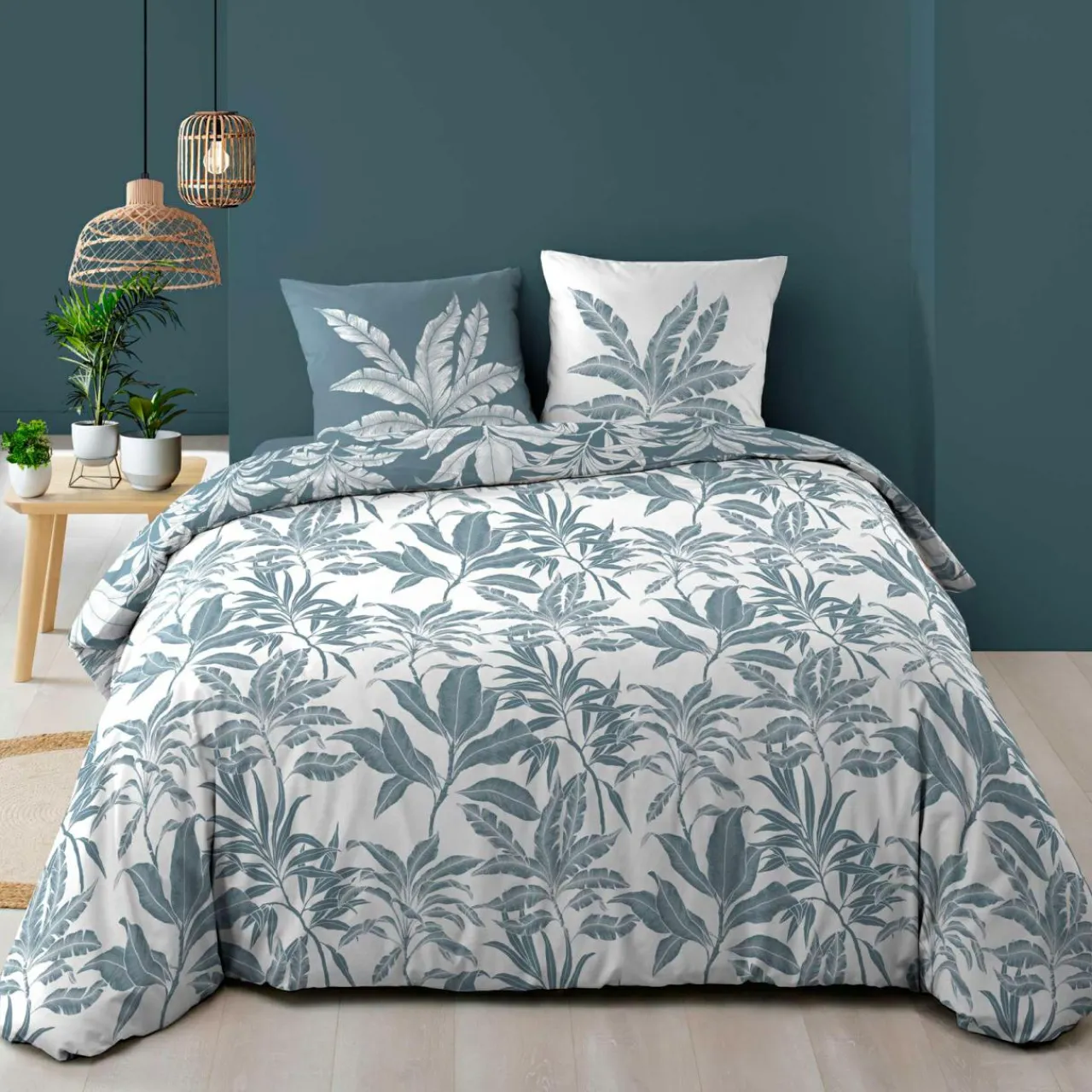 Parure De Lit|Housse De Couette|douceur d'intu017drieur Housse de couette et deux taies d'oreiller en coton (240 x 220 cm) Hera Bleu