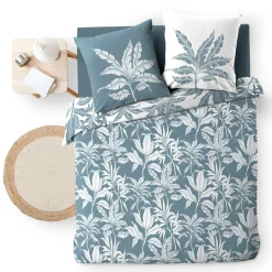 Parure De Lit|Housse De Couette|douceur d'intu017drieur Housse de couette et deux taies d'oreiller en coton (240 x 220 cm) Hera Bleu