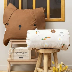 Linge De Lit Enfant|Linge De Lit Enfant|L'EFFET PAPILLON Housse de couette et une taie enfant coton (140 x 200 cm) Pompon Marron