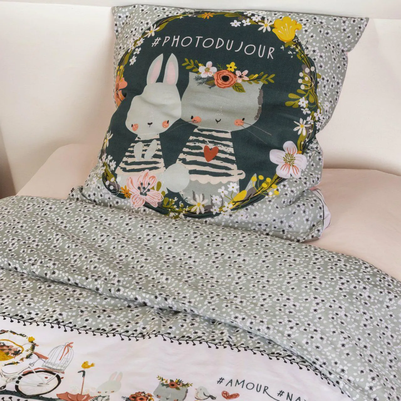 Linge De Lit Enfant|Linge De Lit Enfant|L'EFFET PAPILLON Housse de couette et une taie enfant coton (140 x 200 cm) Jardinage Multicolore