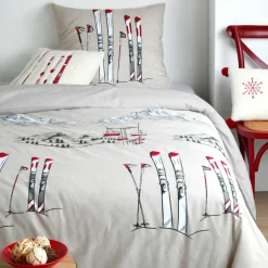 Parure De Lit|STOF Housse de couette et une taie d'oreiller en coton (140 x 200 cm) Alpes Ecru