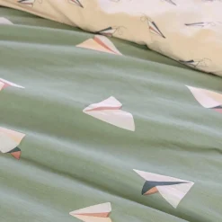 Linge De Lit Enfant|Linge De Lit Enfant|L'EFFET PAPILLON Housse de couette et une taie enfant coton (140 x 200 cm) Petits papiers e Bleu