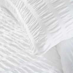 Parure De Lit|Housse De Couette|douceur d'intu017drieur Housse de couette et une taie d'oreiller microfibre (140 x 200 cm) Plissia Blanc